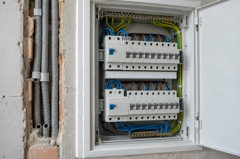 Elektroinstallation Berlin: neue Unterverteilung mit beschrifteten Sicherungsautomaten in einer Wohnung